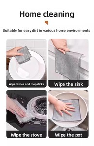 Paño de cocina de doble cara, paño de limpieza resistente a la abrasión para cocina, reemplaza el aceite antiadherente de poliéster de acero, Cuadrado de 300gsm - Product Image 4