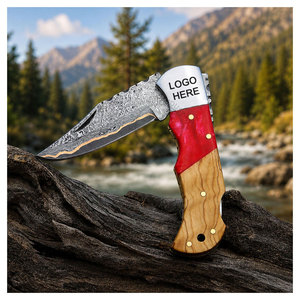 New Arrival OEM Copper Damascus Steel Folding Knife Resin And Wood Handle Pocket Knife for Camping Personalized Anniversary Gift - Product Image 5