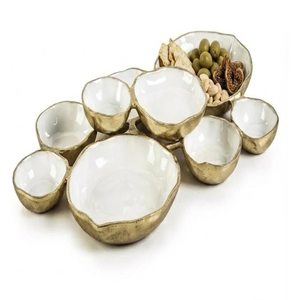 Ensemble de 9 bols de service ronds en émail, décoratifs et élégants, pour olives, chips et sauces. - Product Image 3