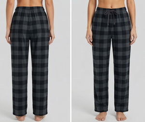 Pantalon de pyjama en flanelle à carreaux pour femmes, taille élastique, coupe ample, longueur intégrale, vêtements de nuit d'hiver, 100% flanelle de coton, pantalon pour femmes - Product Image 4