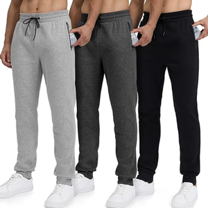 Pantalon de jogging en molleton respirant et écologique pour homme, idéal pour la gym et l'entraînement, avec poches zippées et impression numérique - Product Image 1