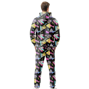 Ensemble de survêtement unisexe à imprimé géométrique, sweat-shirt à fermeture éclair à manches longues, poches latérales, streetwear, coupe classique, tenue décontractée sportive d'automne - Product Image 6