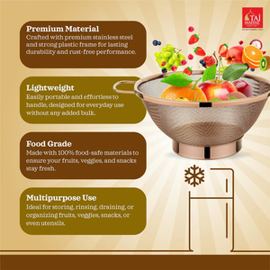 Hot Selling SS <b>Colander</b> Mesh Basket Pvd Coated Rose Gold Stainless Steel Kitchen <b>Colander</b> Vegetable <b>Strainer</b> Bowls - Product Image 6