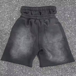 Shorts Bermuda en tissu éponge personnalisés 100% Coton, grammage lourd, écologiques, respirants, avec cordon de serrage long, taille mi-haute, longueur genou, délavés à l'acide - Product Image 2
