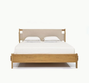 Cadre de lit minimaliste en teck massif, style scandinave moderne, lit plateforme, finition naturelle, meubles de chambre durables - Product Image 2