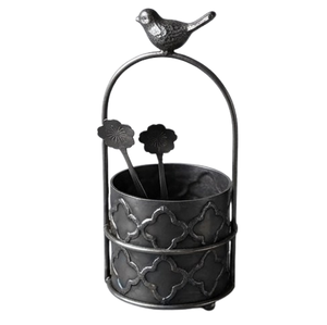 Porta Cubiertos Metálico Vintage con Diseño de Pájaro, Organizador de Utensilios para Cocina - Product Image 4