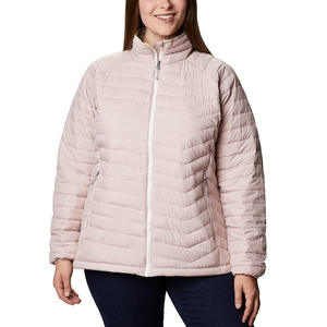 Chaqueta Acolchada Morada para Mujer, Cortavientos de Invierno con Cuello Alto y Cierre de Cremallera, Prenda Exterior Informal de Corte Ajustado con Relleno de Poliéster - Product Image 3