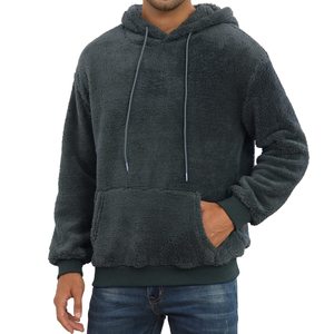<b>Sherpa</b> Solid Breathable Heavy Weight Oversized Pullover <b>Hoodies</b> for <b>Men</b> Winter Custom Logo Sweatshirts - Product Image 1