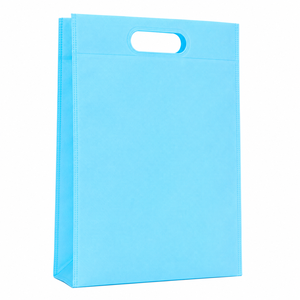 Bolsa de Compras Reutilizable Ecológica de Gran Capacidad, Color Azul Cielo, Tipo D-Cut, de Tela No Tejida, para Venta al por Mayor y Menor - Product Image 1
