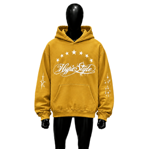 เสื้อฮู้ดดี้โอเวอร์ไซส์พรีเมียมสำหรับผู้ชาย ปรับแต่งได้ ปักลายได้ ผ้าฝ้ายสีเหลือง เฟรนช์เทอร์รี่ สตรีทแวร์ ดีไซน์กระเป๋าเก๋ไก๋ - Product Image 1