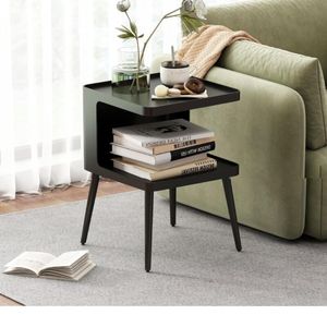 Contemporary Metal Nightstand with Open Storage, Round End <b>Table</b> <b>for</b> <b>Sofa</b> <b>Side</b>, Bedroom and Apartment Furniture - Product Image 1