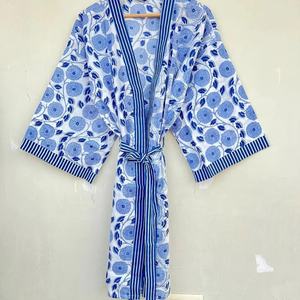 Beautiful Cotton <b>Kimono</b> Dress Bath Robe <b>Kimono</b> Hand Block Printed Cotton <b>Kimono</b> - Product Image 1