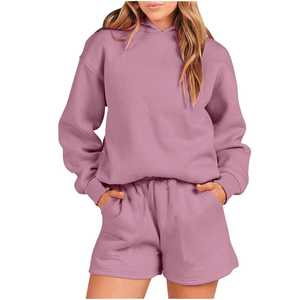 Conjunto Deportivo Casual para Mujer, Sudadera con Capucha y Cordón Ajustable de Manga Larga en Color Sólido - Product Image 4