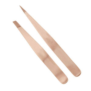 Pince à épiler en acier inoxydable pour soins de beauté, extension des sourcils, pointe droite et incurvée, revêtement or rose, pour kit d'extension des cils - Product Image 4