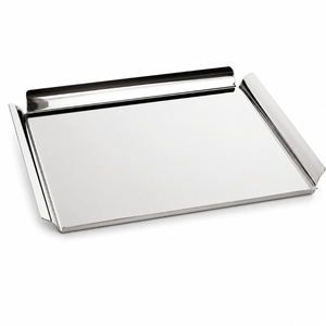 Bandeja de Servir de Metal Martillado con Asas, Bandeja Rectangular Decorativa de Acero Inoxidable para Centro de Mesa de Café - Product Image 2