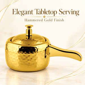 Hammered Gold Stainless Steel Saucepan with Lid Tabletop Cooker Serving <b>Pot</b> for Home Hotel Restaurant - Product Image 1