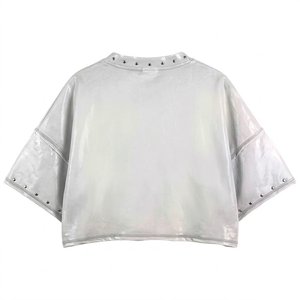 Camiseta de Hombre con Logo Personalizado Estampado, Estilo Desgastado, Hombros Caídos, Ajuste Holgado, Algodón Premium, Estilo Urbano Oversize con Pedrería, Venta al por Mayor - Product Image 2