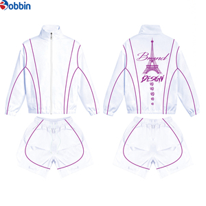 Men Windbreaker Short Set Satin Fabric Comfortable Custom Logo Windbreaker Jogger Set Zip up Streetwear Jogger Tracksuit - Product Image 1