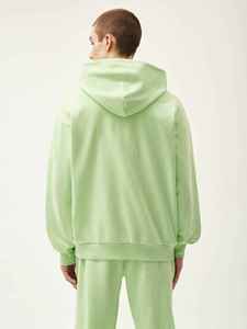 Sudadera con Capucha Extra Grande Unisex de Color Verde Claro, Manga Larga, Color Sólido, Estilo Casual de Punto, Estilo Otoñal - Product Image 3