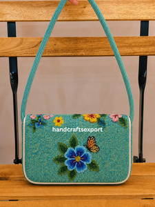 Sac à bandoulière artisanal personnalisé, robuste et sûr, orné de fleurs sauvages, tendance, léger, écologique, brodé |   Logo personnalisé - Product Image 5