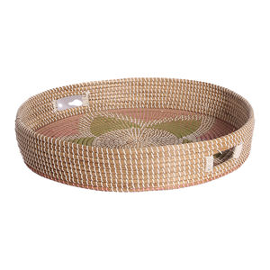 Plateaux de service ronds en jonc de mer de qualité supérieure avec un design unique en plastique pour la décoration intérieure du salon et l'art mural du Vietnam - Product Image 5