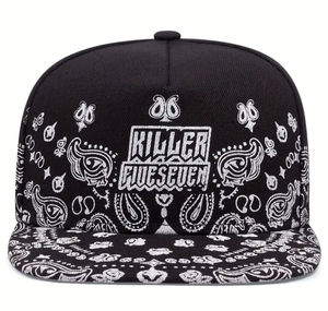 Casquette Snapback à visière plate personnalisée avec imprimé Paisley, style Hip Hop unisexe, en sergé de polyester et coton, casquette tendance - Product Image 2