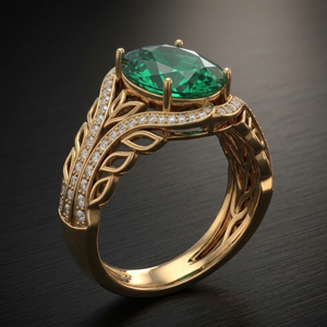 Anillo de Plata de Ley 925 con Hidrofísica Verde y Baño de Oro de 18K, Corte Ovalado de 10x12mm, Talla US 6, Producto de Moda, Suministro Directo de Fábrica - Product Image 3