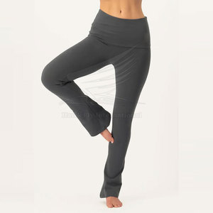 New Arrival Women <b>Flare</b> <b>Legging</b> Solid Mid Waist Eco-Friendly Breathable High Quality for Online Sale - Product Image 5