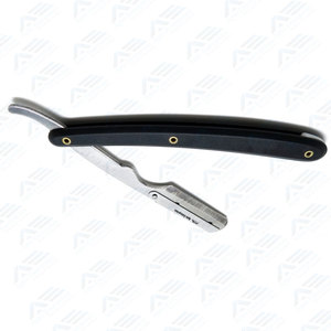 Maquinilla de afeitar de barbero de borde recto, cuchillo de afeitar negro plegable, mango liso, uso de salón, herramienta de aseo profesional, maquinillas de afeitar de barbero - Product Image 5
