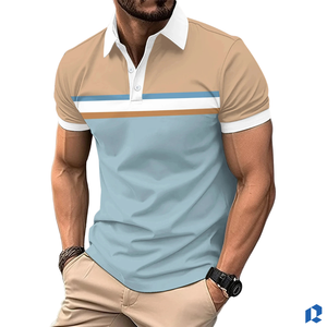 Polo homme de qualité supérieure, logo personnalisé, coton, manches courtes, color block, vente en gros, fabricant OEM ODM - Product Image 4