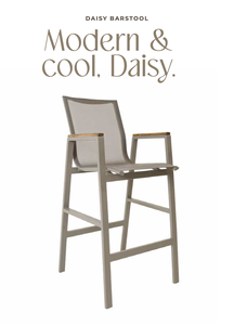 Tabouret de bar moderne en aluminium pour extérieur, chaise haute avec dossier et accoudoirs pour patio, hôtel, villa - Product Image 1