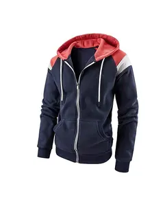 Wholesale Men Zipper Sweatshirt Hooded Unisex 100% Cotton Embroidery Full Zip Up Hood