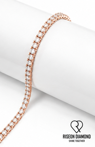 Bracelet tennis en or rose 18 carats avec diamants de laboratoire ronds, bijoux de luxe pour mariages et anniversaires, bracelet scintillant pour tous les jours - Product Image 2