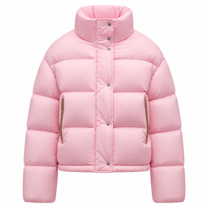 Veste matelassée rose haute brillance de qualité supérieure avec col montant et logo frontal, chaude, coupe-vent, pour homme, idéale pour l'hiver et les occasions décontractées – Nouvelle collection à succès - Product Image 1