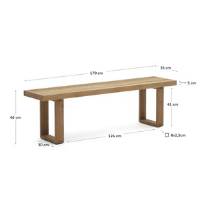 Modern Solid Teak <b>Wood</b> <b>Bench</b> for Dining Room and Outdoor Patio Minimalist Slatted <b>Bench</b> for Cafe Restaurant and Garden Furniture - Product Image 6