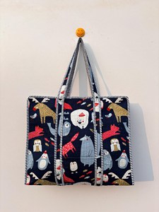 Bolsa de Mano de Algodón Azul Premium con Estampado Animal, Estilo Bohemio, Casual de Verano, con Cierre, para Compras y Viajes, para Mujer - Product Image 2