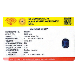 Natural Blue Iolite Rough Gemstone-6 Carat AA Quality Certified Wholesale - Product Image 4