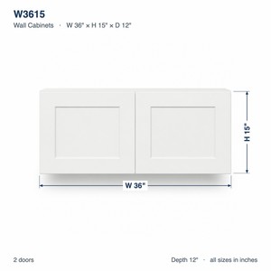 Solid Wood Shaker Kitchen <b>Cabinets</b> <b>Wall</b> Mounted Kitchen <b>Cabinet</b> 36 x 15 Inch <b>White</b> and Gray Ready to Assemble In Stock W3615 USA - Product Image 6