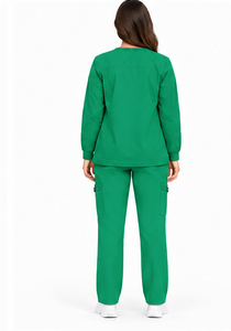 Ensemble de 3 pièces de tenues médicales souples et extensibles pour femmes et hommes, uniformes d'infirmières, médecins, personnel de pharmacie et d'hôpital avec veste assortie - Product Image 3