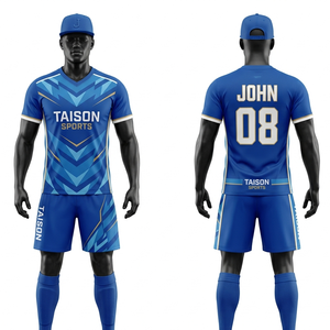 Uniforme de Balonmano Premium de Poliéster Interlock de 180 GSM, Azul Cielo y Azul Marino, Paneles Geométricos, Sublimación, Logotipo Personalizado, Conjunto para Equipo - Product Image 2