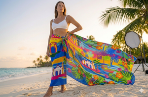 Vestido de playa maxi sin mangas con estampado digital y cuello halter para mujer, pareo de natación transpirable y tejido para vacaciones elegantes y verano - Product Image 5