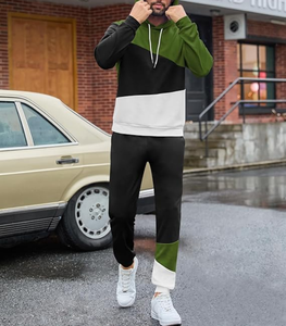 Men's Tracksuit 2 Piece Athletic Color Block Hoodie Sweatpants Casual Joggers Set for Men 100% Cotton 320 GSM OEM Custom Logo - Product Image 3