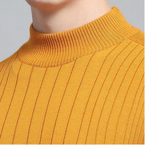 Suéter de Cuello Alto Acanalado para Hombre, Color Sólido, Manga Larga, Tejido de Punto, para Otoño, 100% Acrílico - Product Image 5