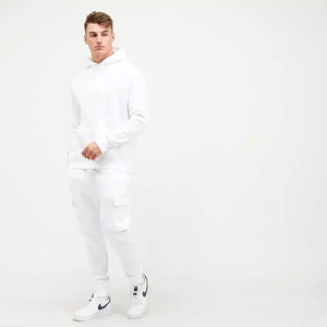 Men <b>White</b> Cotton Sweatpants Elastic Waist Side Pockets Casual <b>Joggers</b> Autumn Wear - Product Image 5