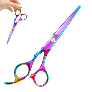 กรรไกรตัดผมสีรุ้งพรีเมียม ขนาด 6 นิ้ว ผลิตจากเหล็กกล้าคาร์บอนสูง สำหรับช่างมืออาชีพ - Product Image 1