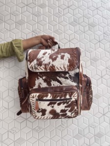 Wholesale Custom Cowhide Leather <b>Backpack</b> Real Leather Stylish <b>Backpack</b> <b>School</b> Bags Unisex Unique Multiple Pockets Designer Bag - Product Image 1