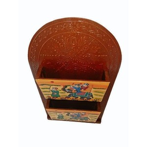 Porte-revues en bois d'acacia peint à la main - Art populaire bohème en gros - Product Image 3