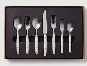 Juego de cubiertos de acero inoxidable con mango de resina blanca, diseño minimalista, apto para lavavajillas, juego de 5 piezas de cuchara, tenedor y cuchillo para el hogar - Product Image 6