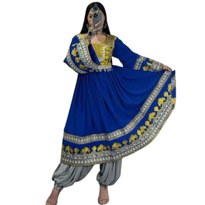 Most Trending Traditional Festive Party Wear Afghani Women Dresses Handmade Embroidered <b>Sequined</b> Solid Button Afghan Kuchi Dress - Product Image 1