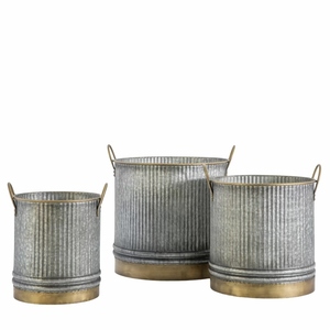 Macetas Redondas de Metal de Alta Demanda y Venta Caliente con Asas de Hierro, Macetas Decorativas para Jardín, Uso en Exteriores, Acabado Gris - Product Image 4